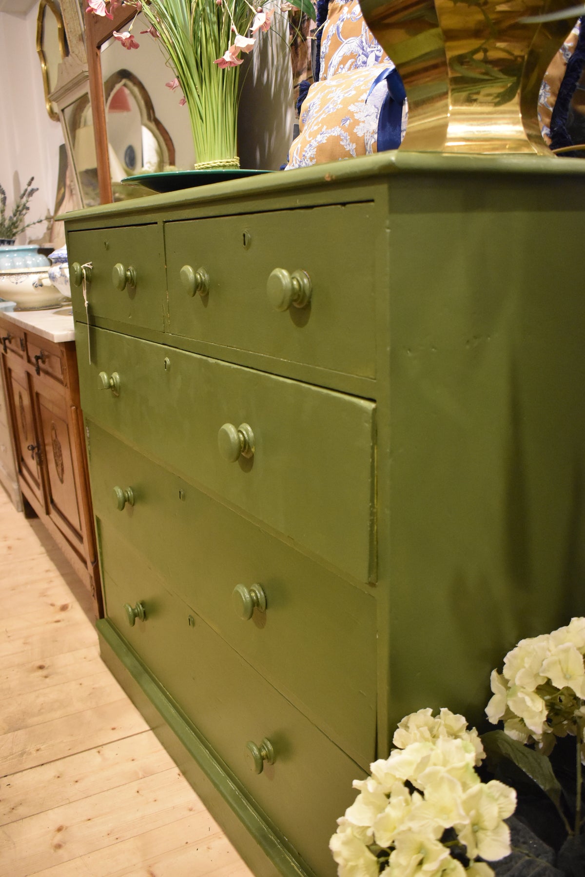 Green Victorian Painted Chest of Drawers