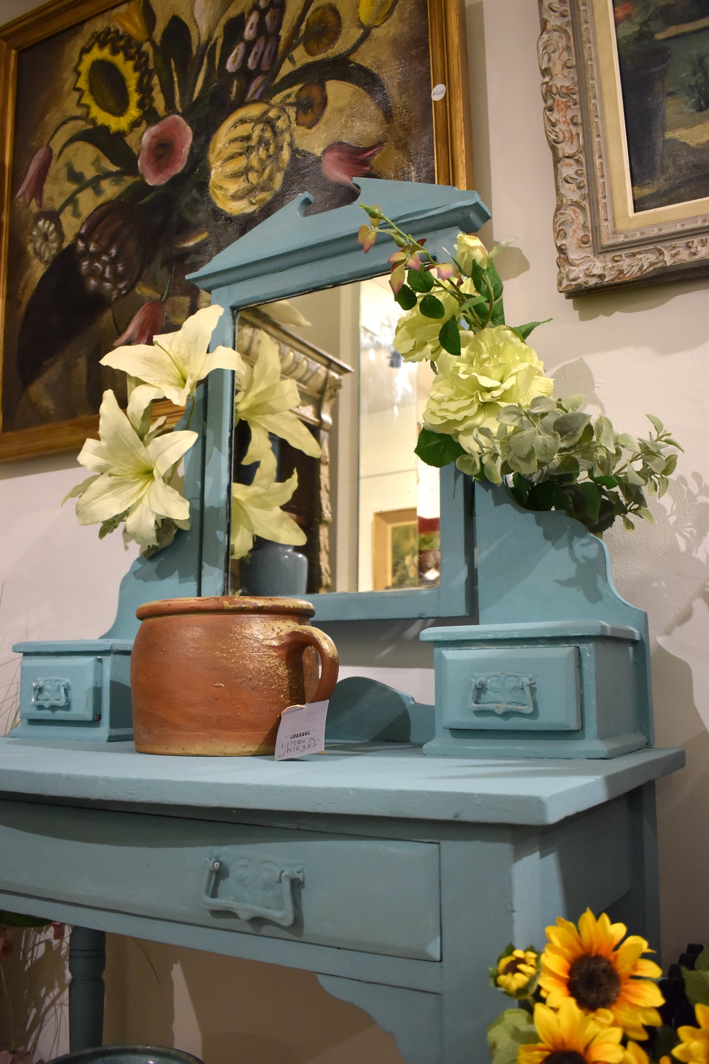 Antique French Table with Mirror