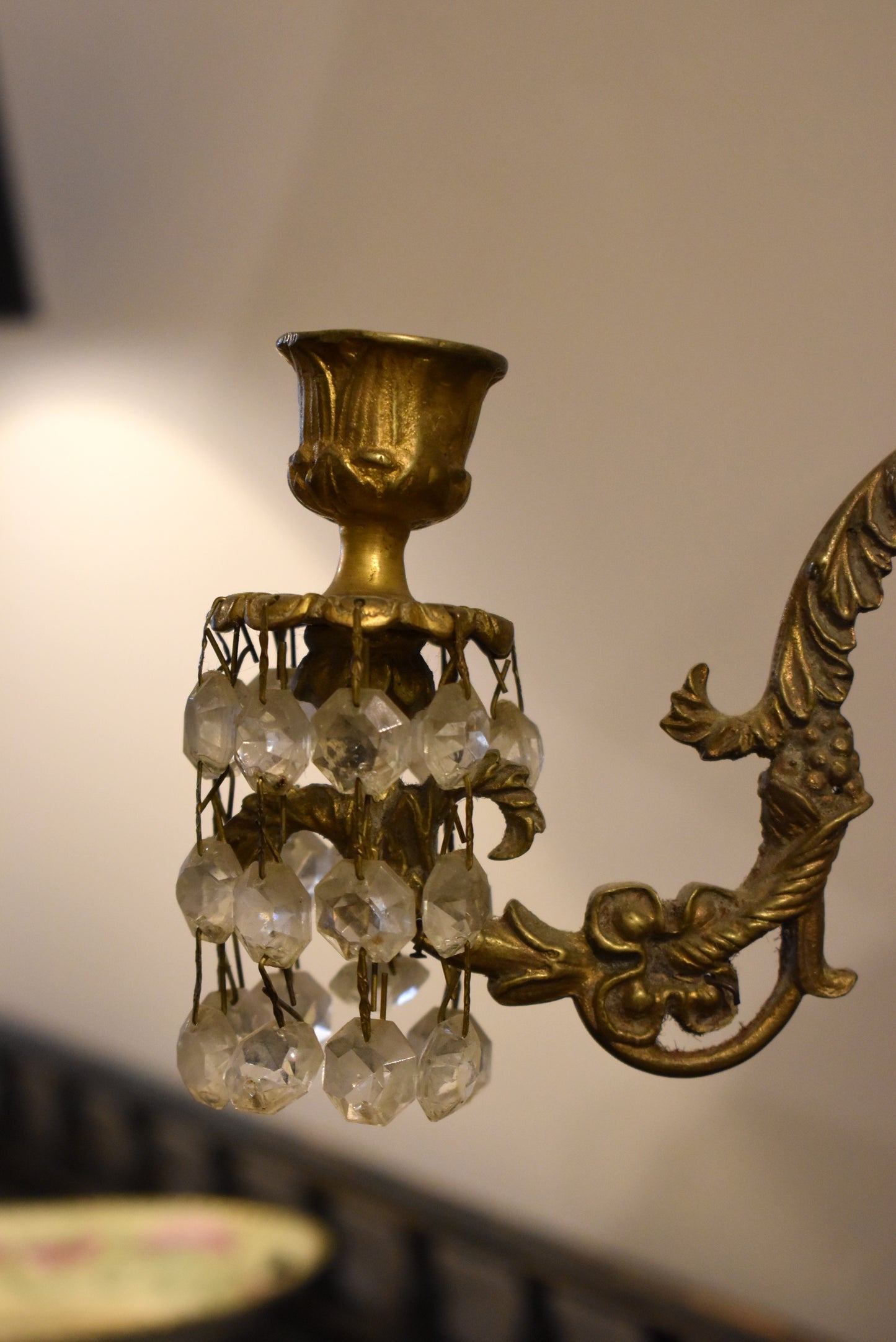 Lovely Old Brass Candelabra Mirror