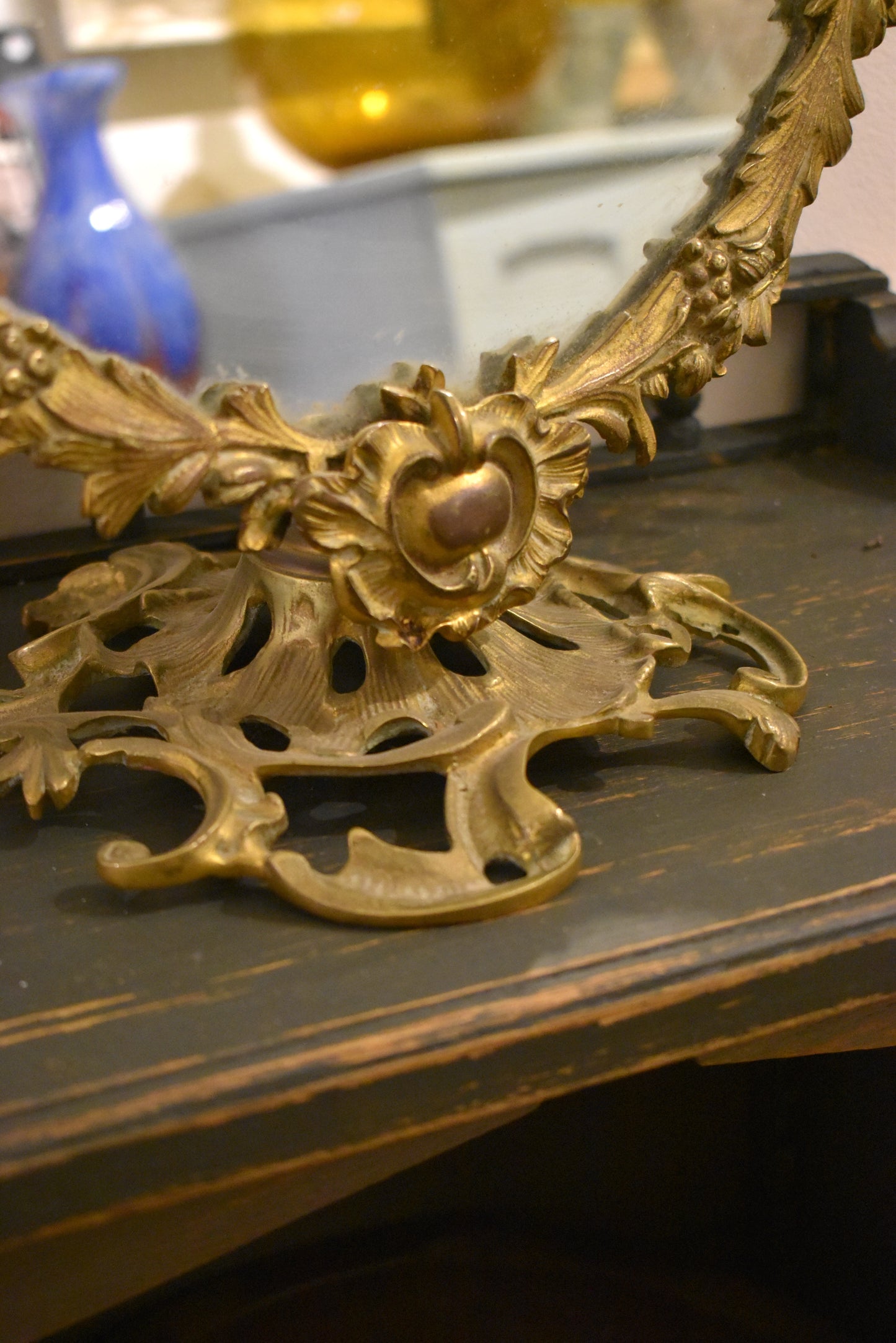 Lovely Old Brass Candelabra Mirror