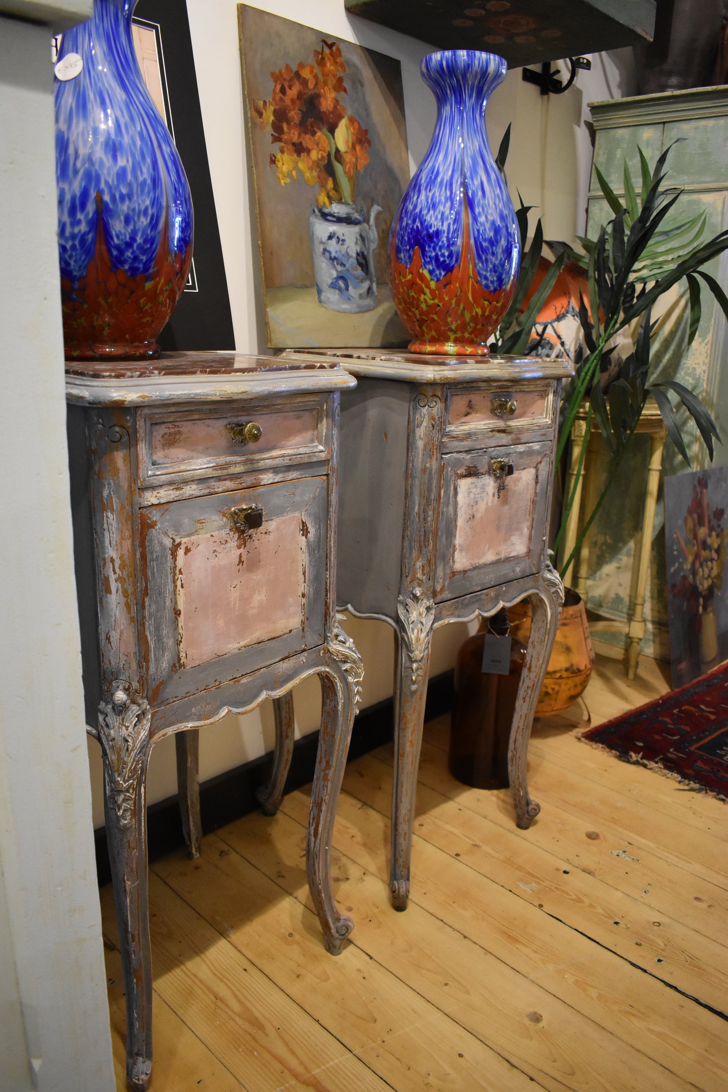 Pair of French Marble Topped Lockers