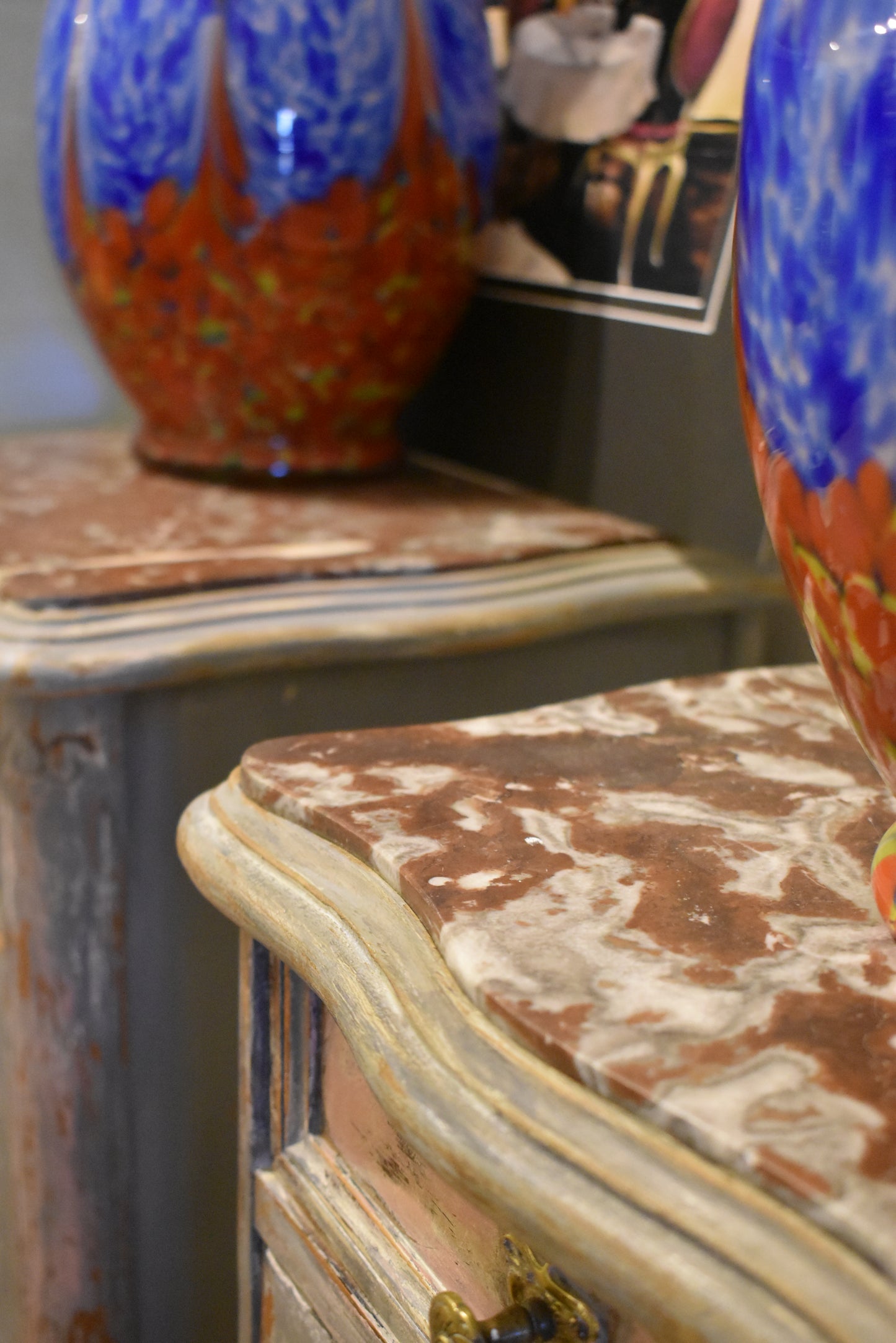 Pair of French Marble Topped Lockers