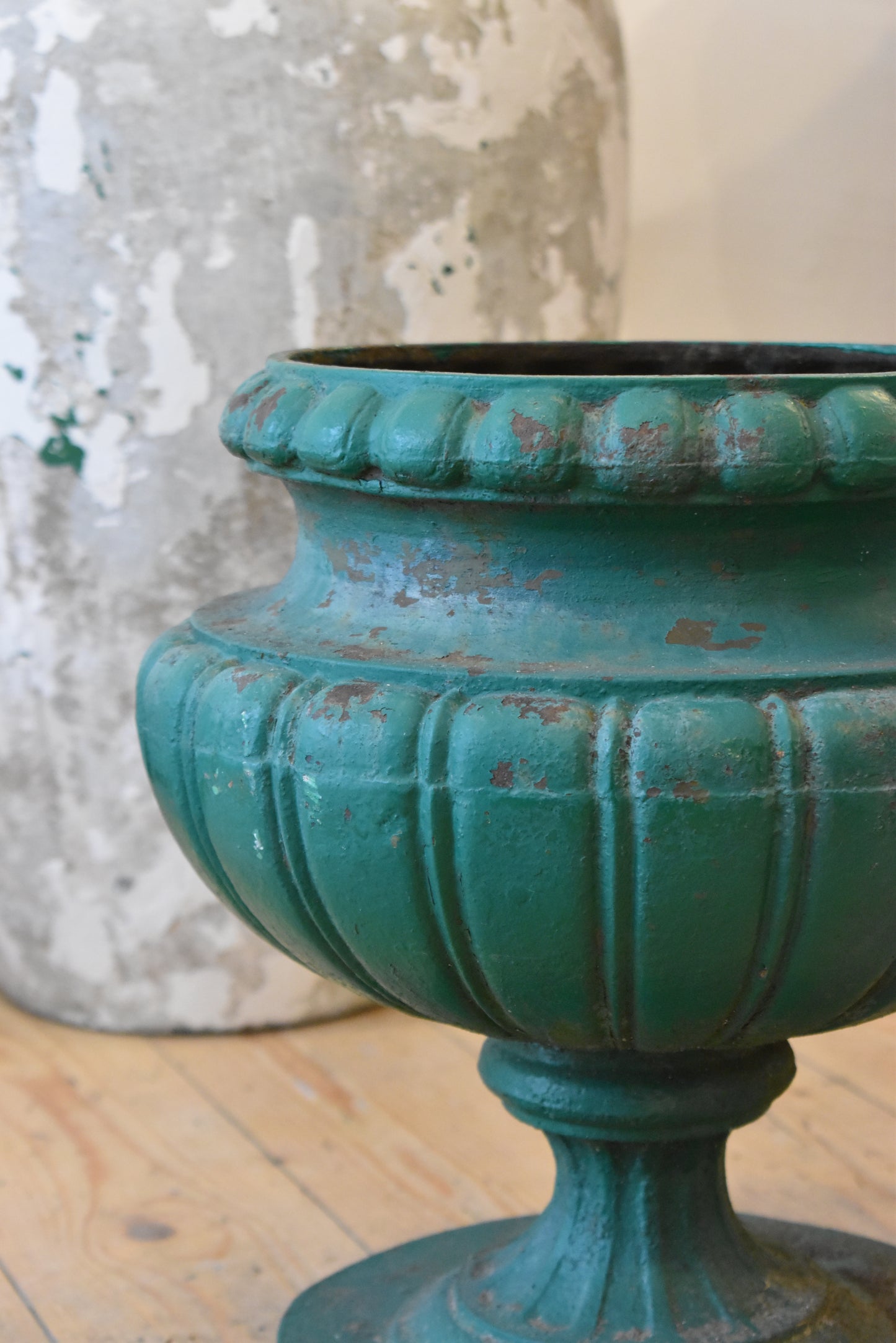 Old French Army Green Cast Iron Planter