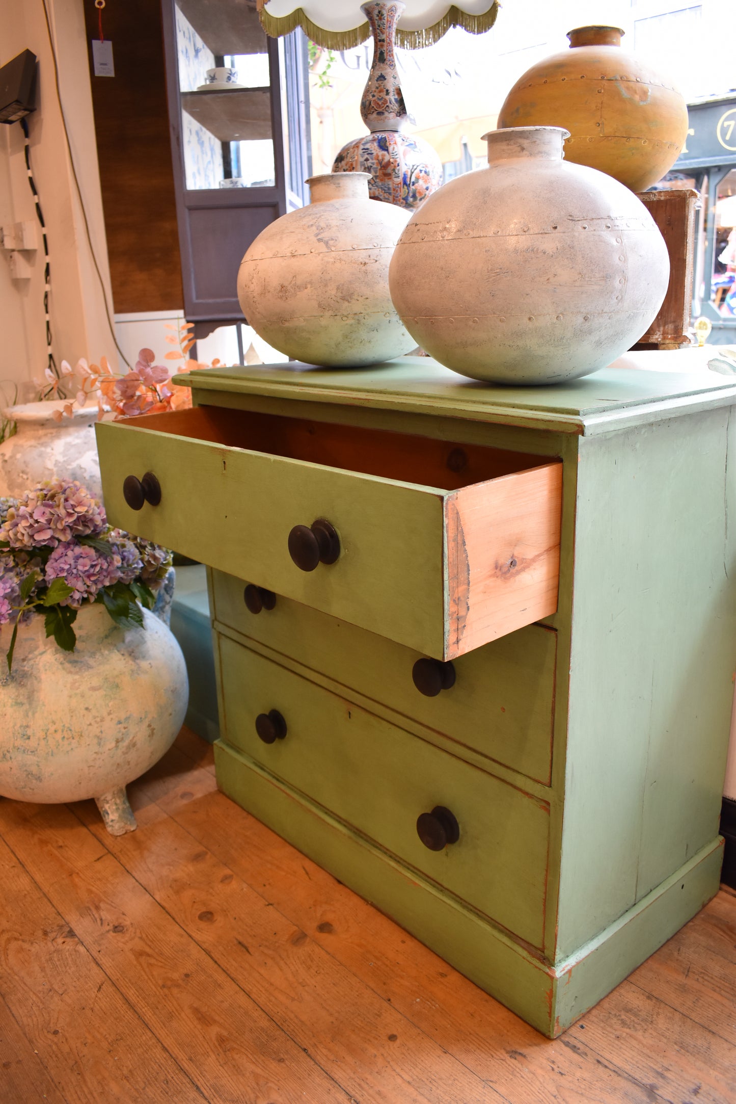 Pale Green Painted Victorian Chest of Drawers