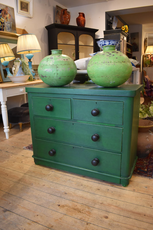 Deep Army Green Victorian Chest of Drawers