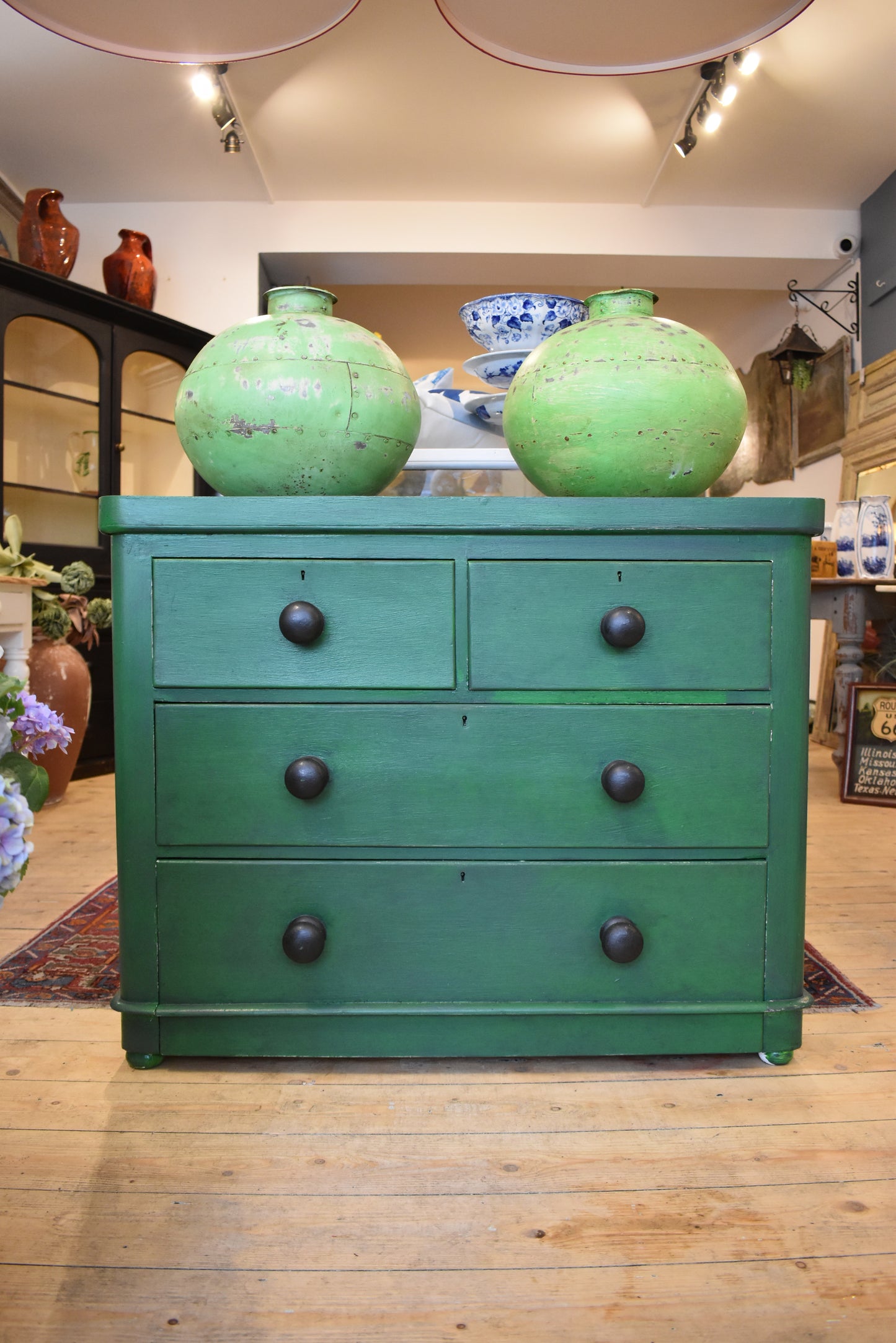Deep Army Green Victorian Chest of Drawers