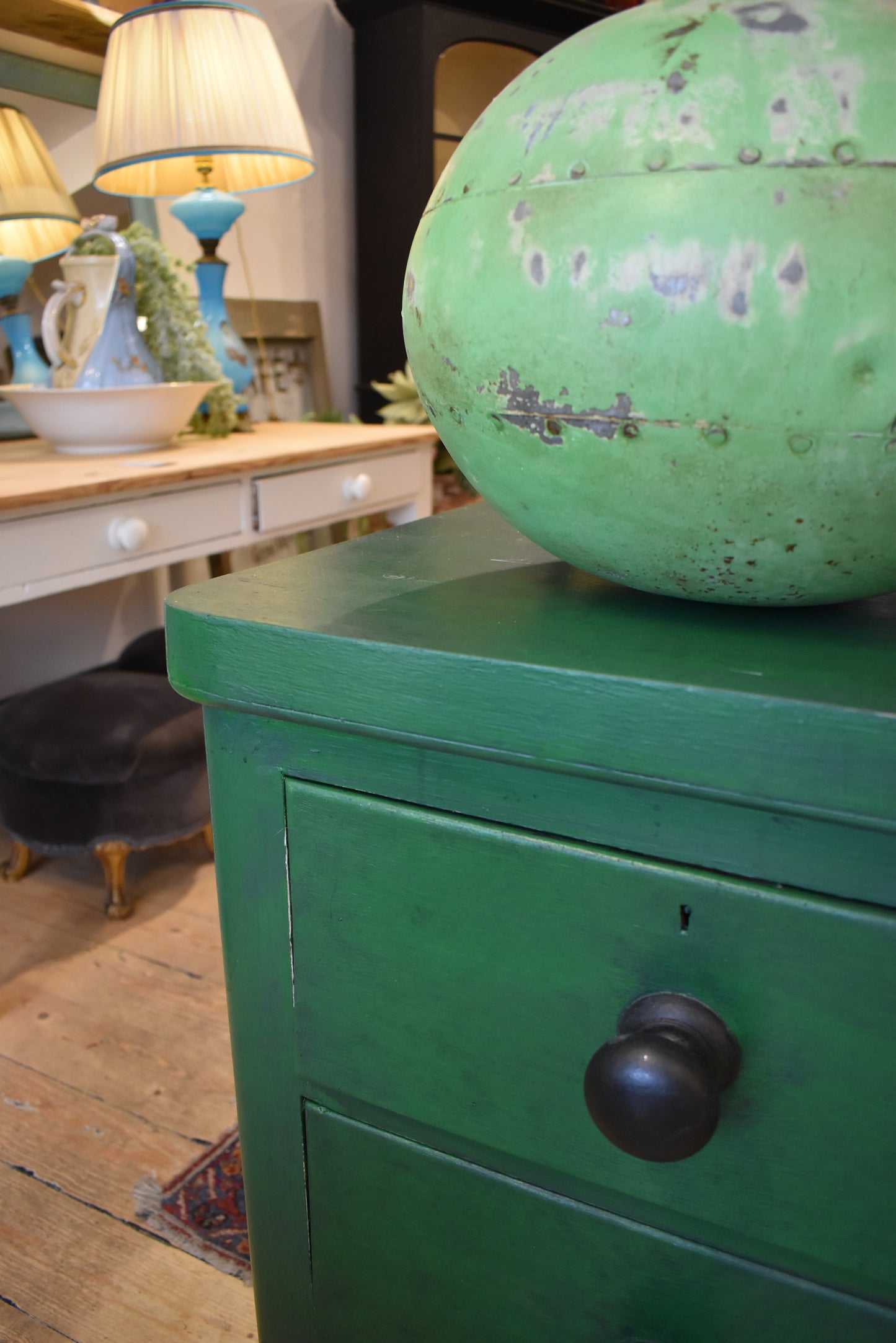 Deep Army Green Victorian Chest of Drawers