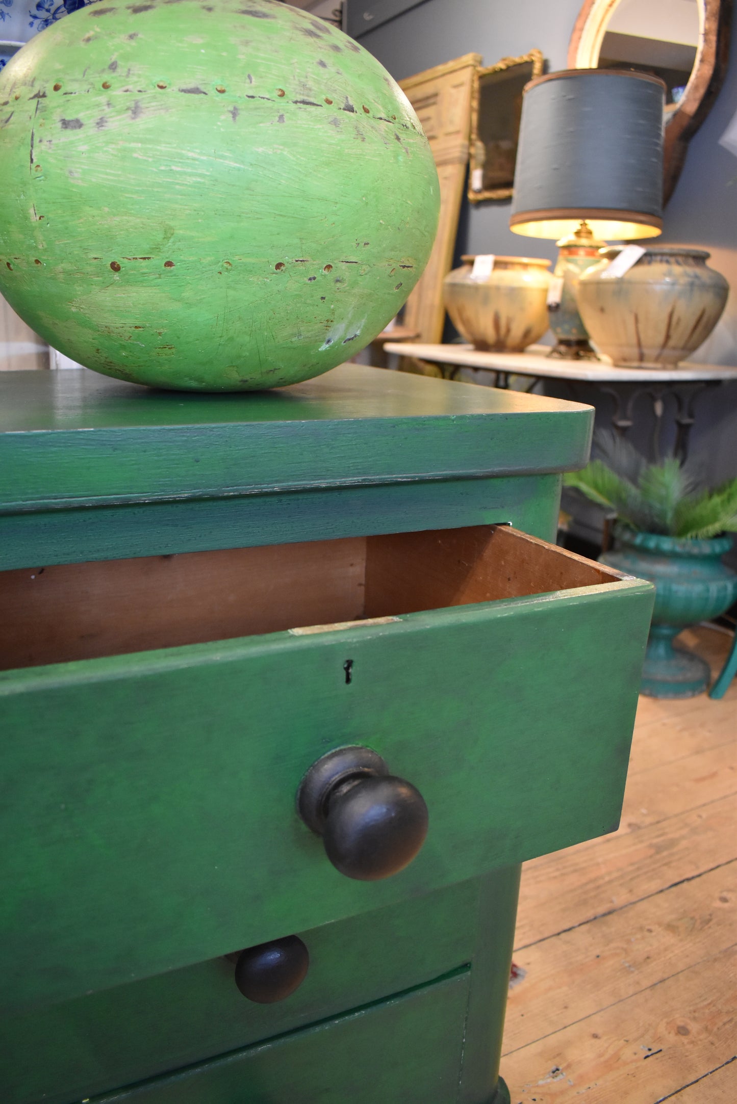 Deep Army Green Victorian Chest of Drawers