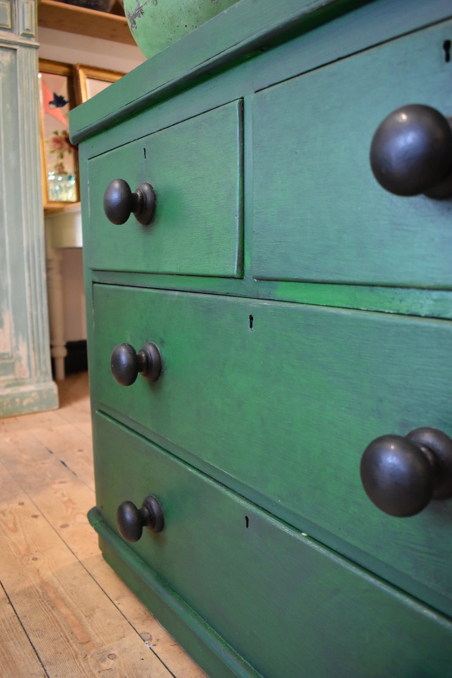 Deep Army Green Victorian Chest of Drawers