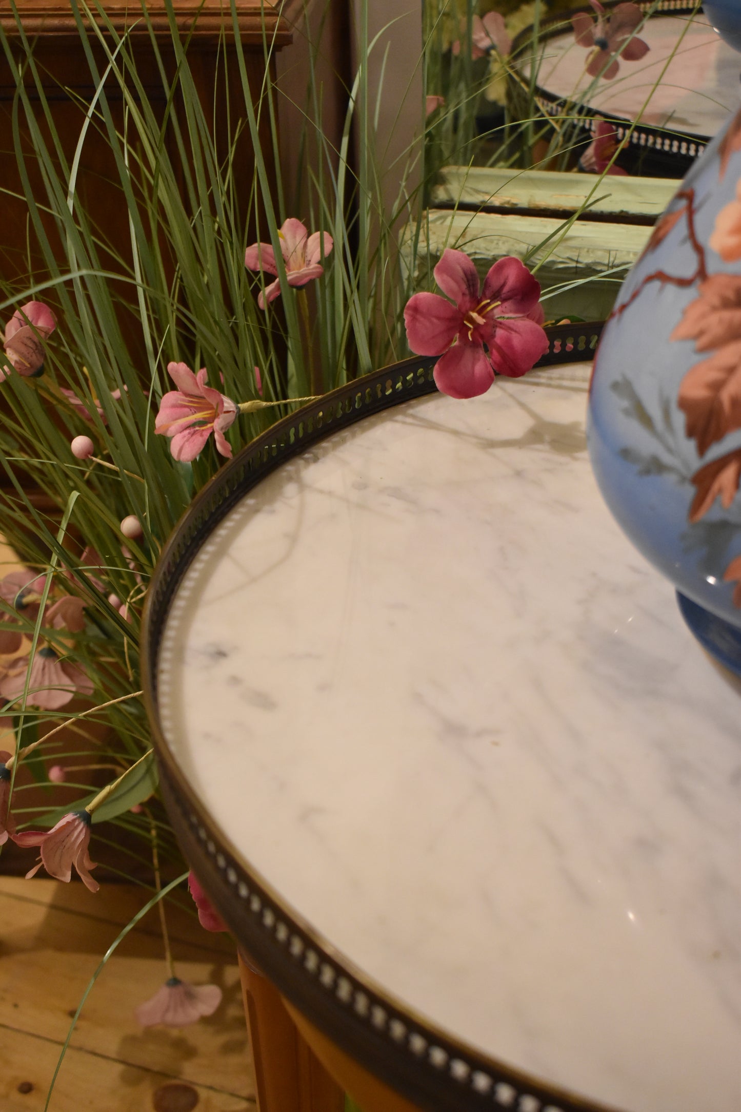 Circular French Marble Topped Side Table