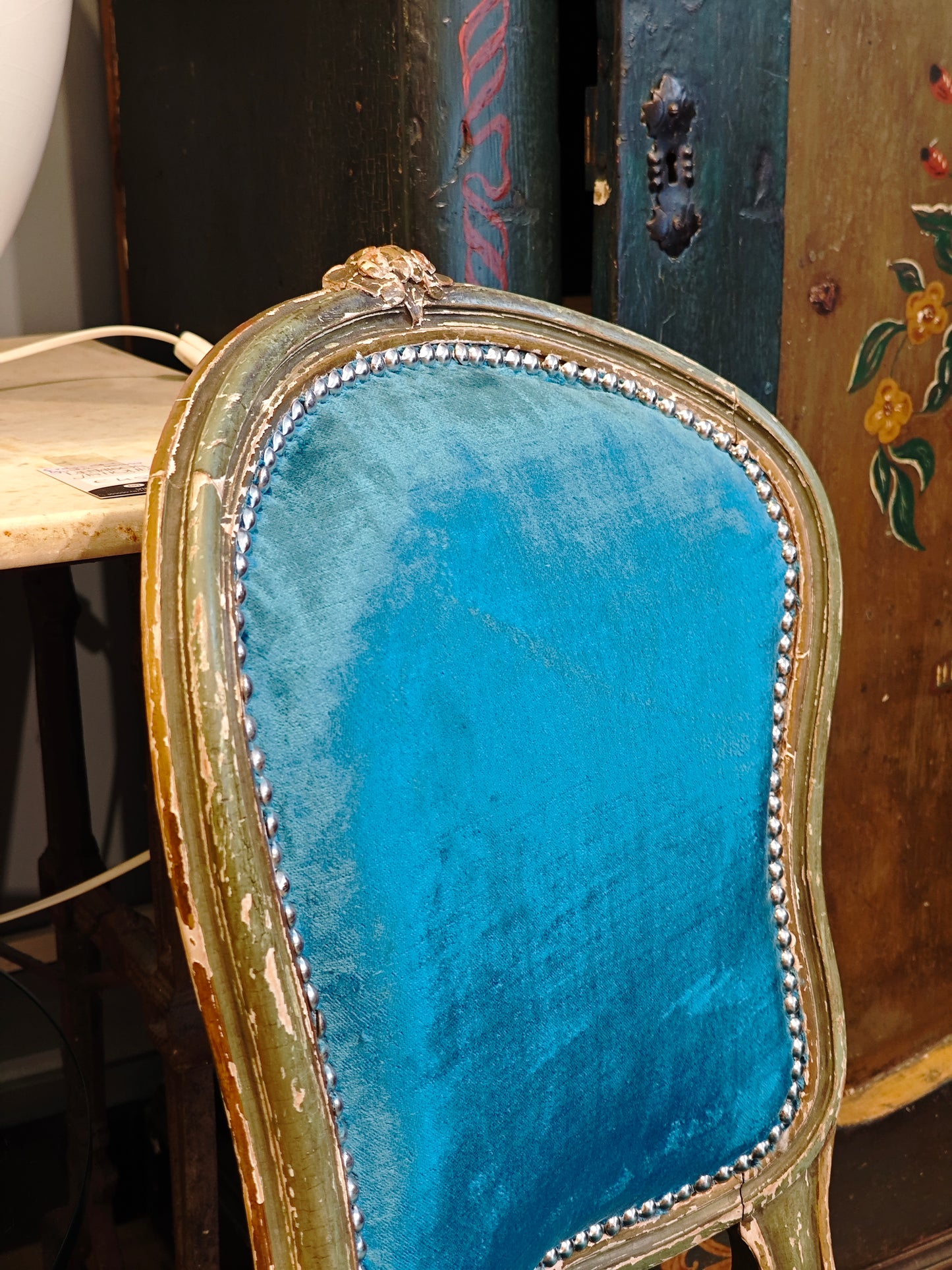 Pair of Old French Blue Chairs