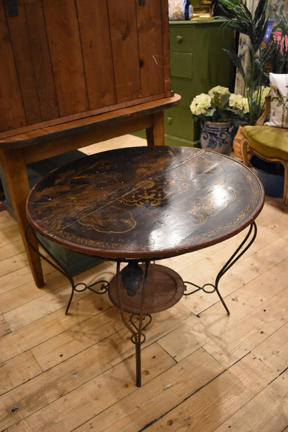French Wrought Iron Table with a Decorative Top