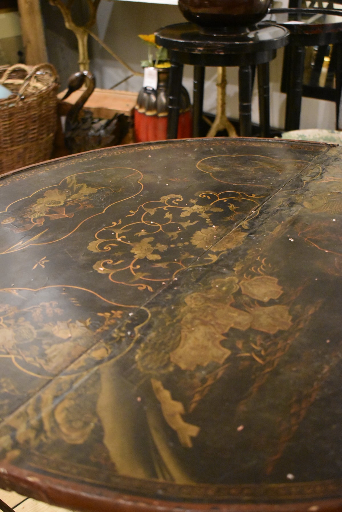 French Wrought Iron Table with a Decorative Top
