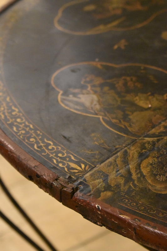 French Wrought Iron Table with a Decorative Top