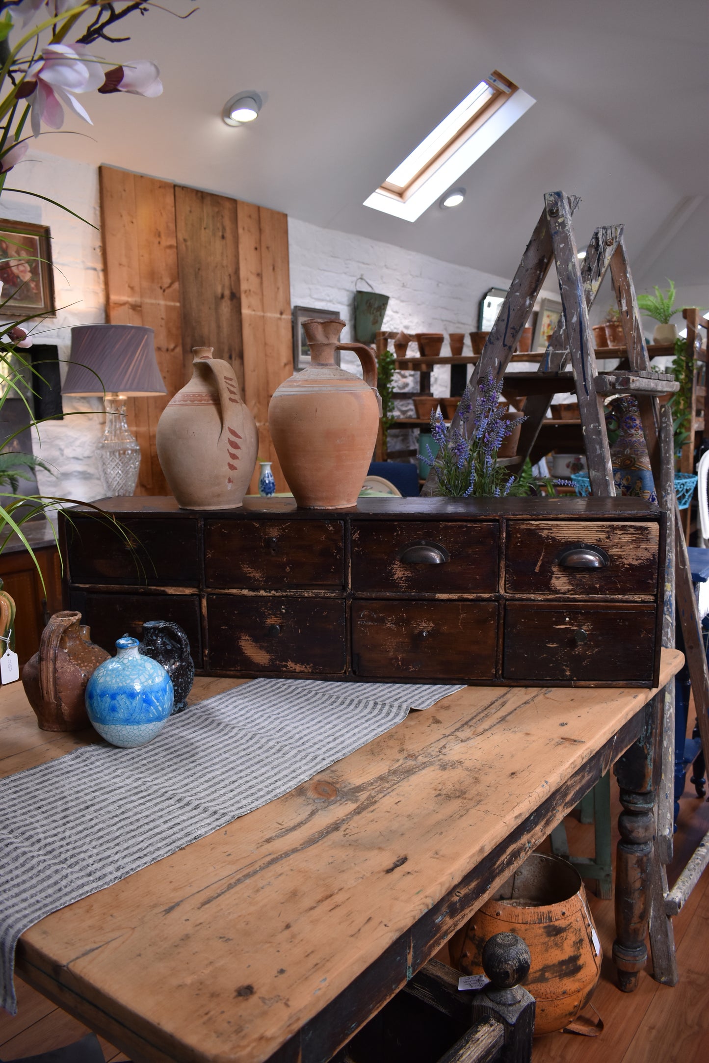 Lovely old table top Bank of Drawers