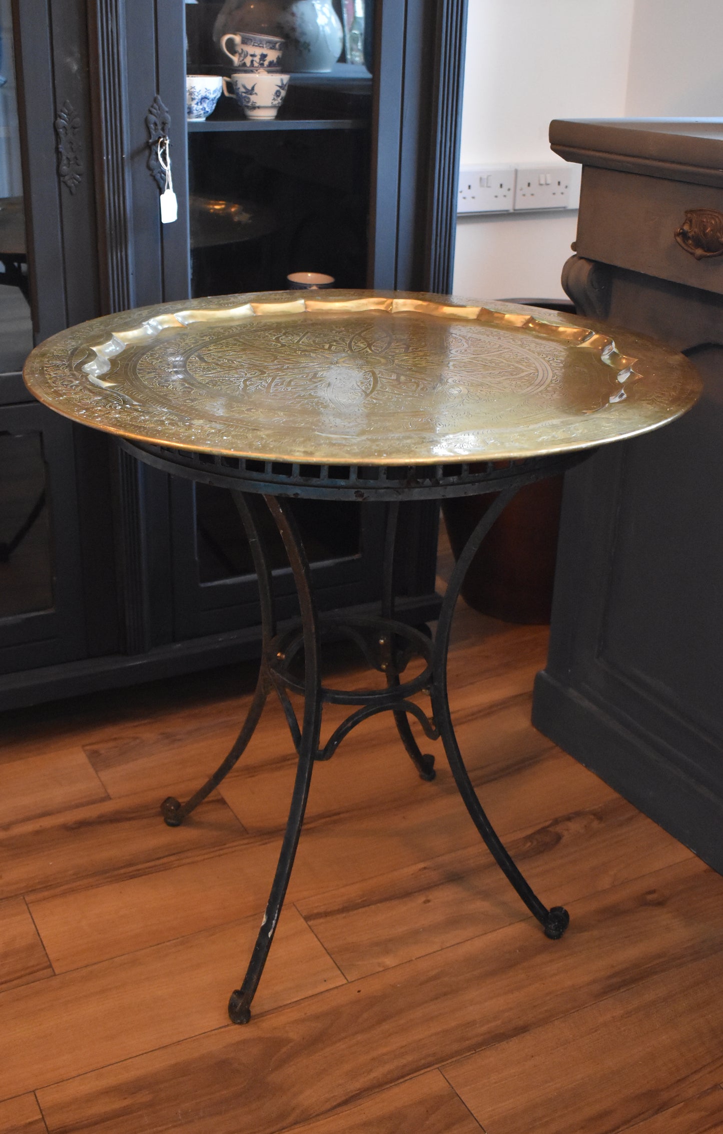 Cast Iron Brass Top French Table