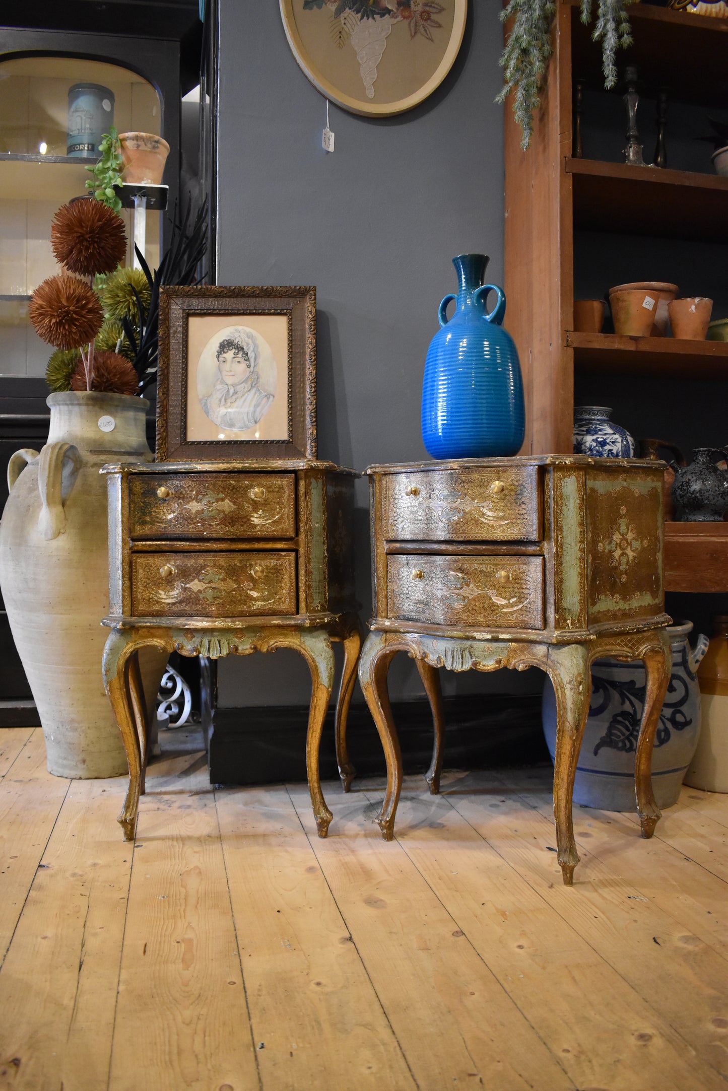 Pair of Old French Lockers with Detailed Paintings