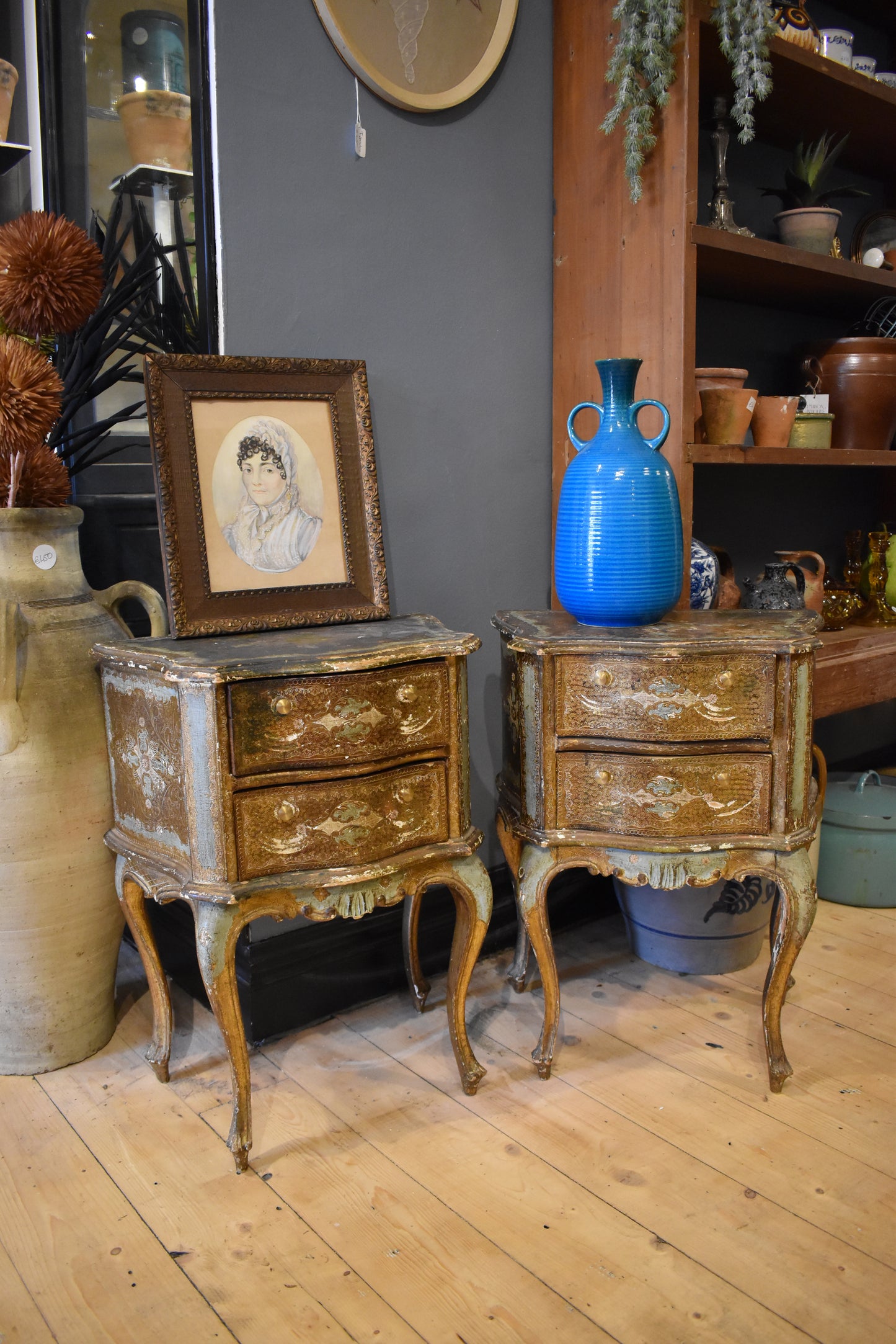 Pair of Old French Lockers with Detailed Paintings