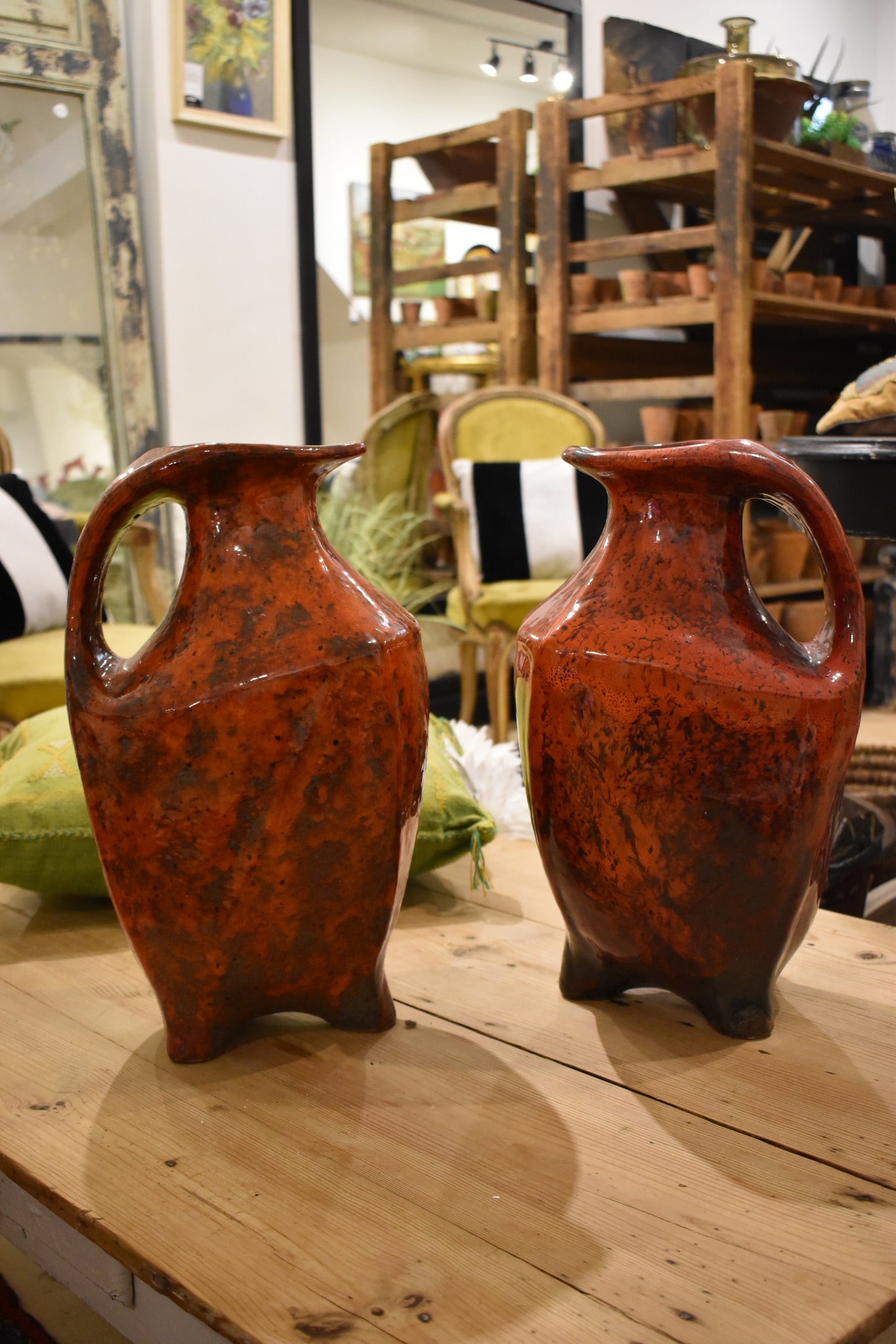 Pair of Dutch Vases in Burnt Orange