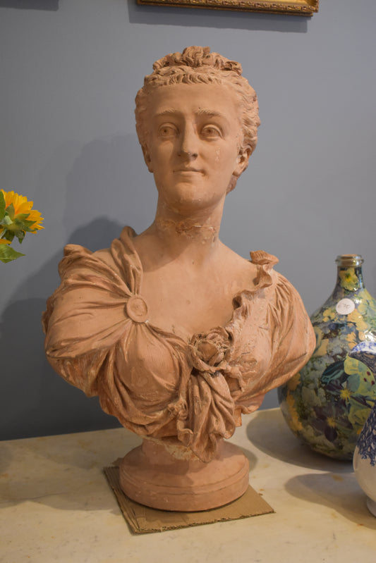 Lovely Old French Clay Bust
