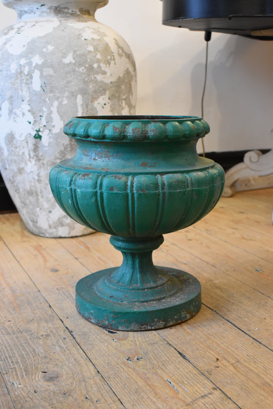 Old French Army Green Cast Iron Planter