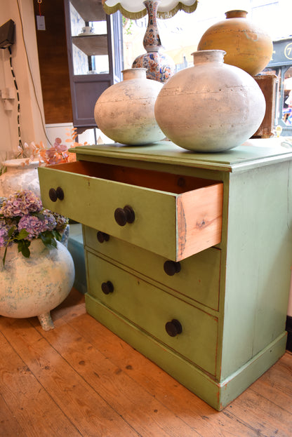 Pale Green Painted Victorian Chest of Drawers