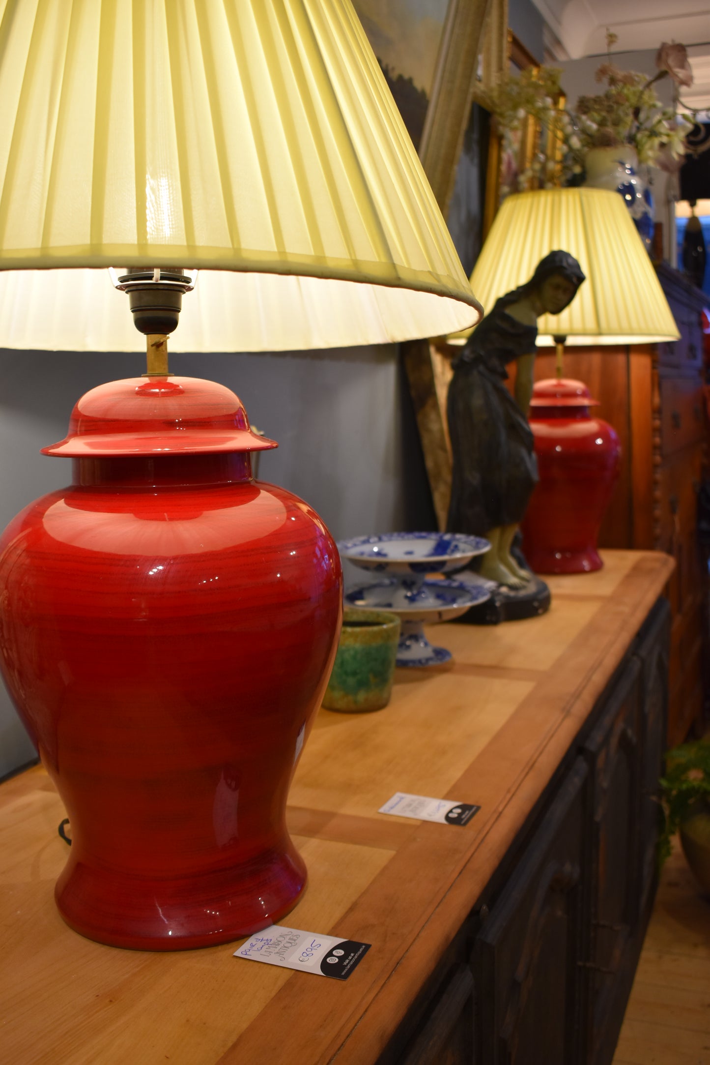 Pair of French Red Lamps