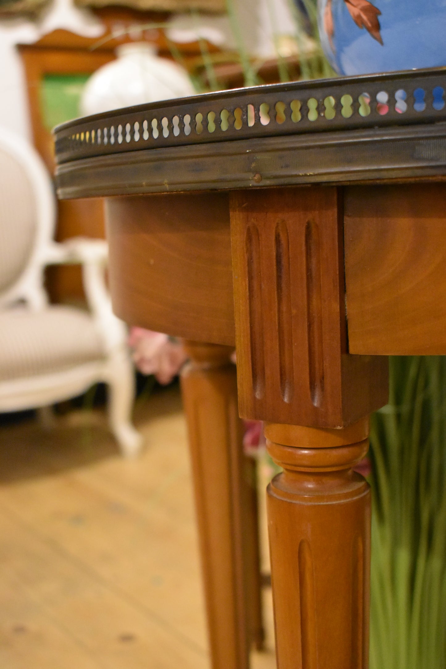 Circular French Marble Topped Side Table