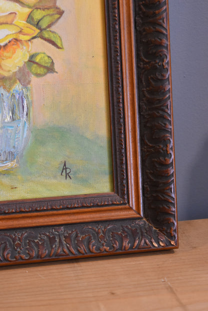 Pair of French Oil Paintings of Flower Vases