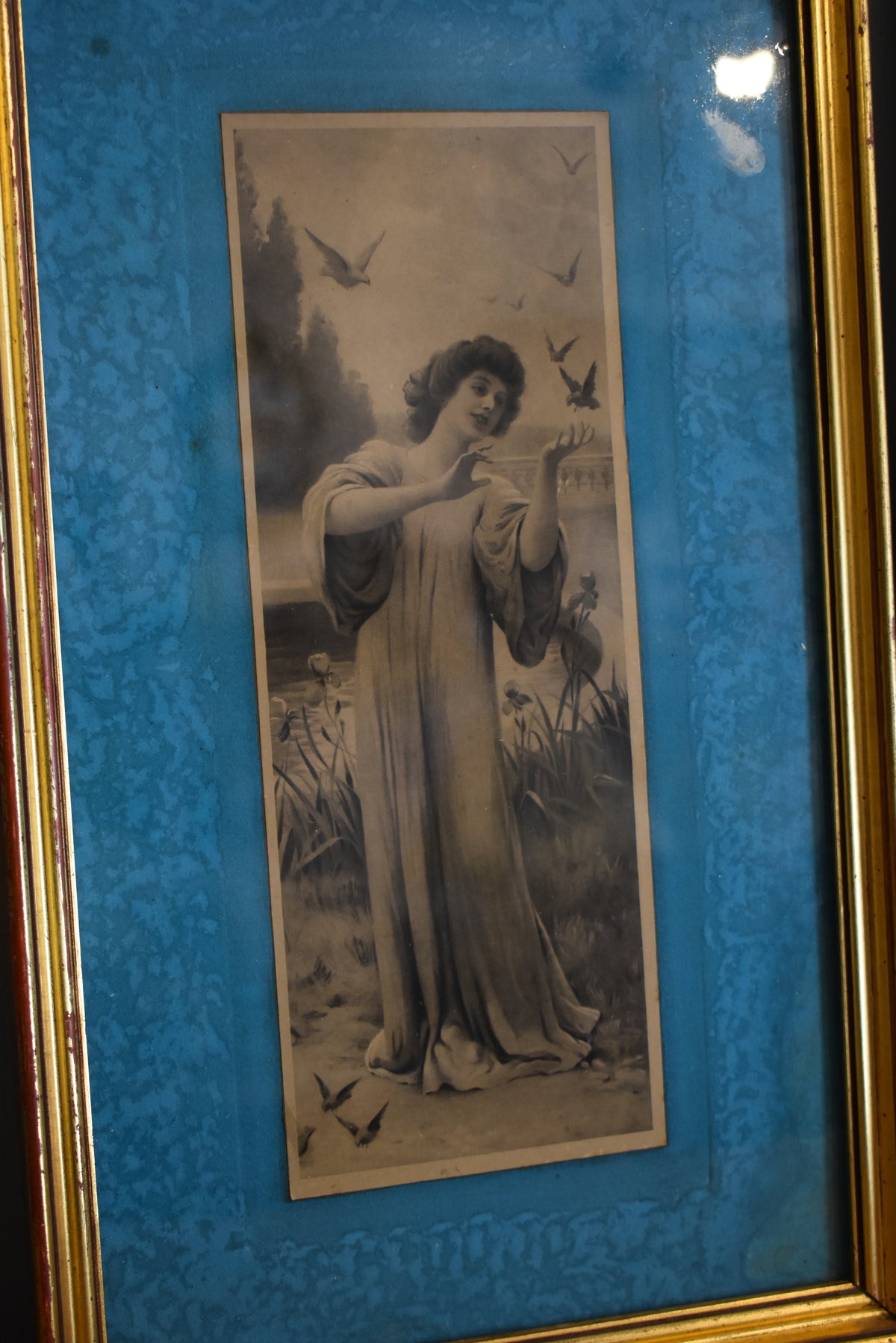 Pair of French Prints with Blue Background