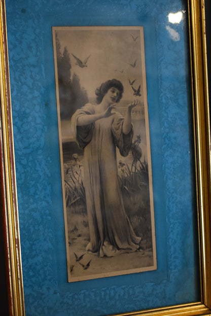 Pair of French Prints with Blue Background