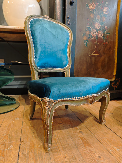 Pair of Old French Blue Chairs