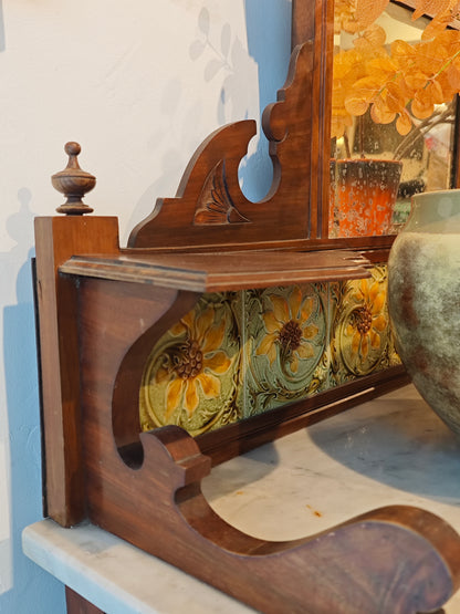 Victorian Marble Topped Wash Stand with Mirror