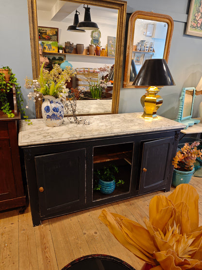 Old French Shop Counter/Kitchen Island with Marble Top