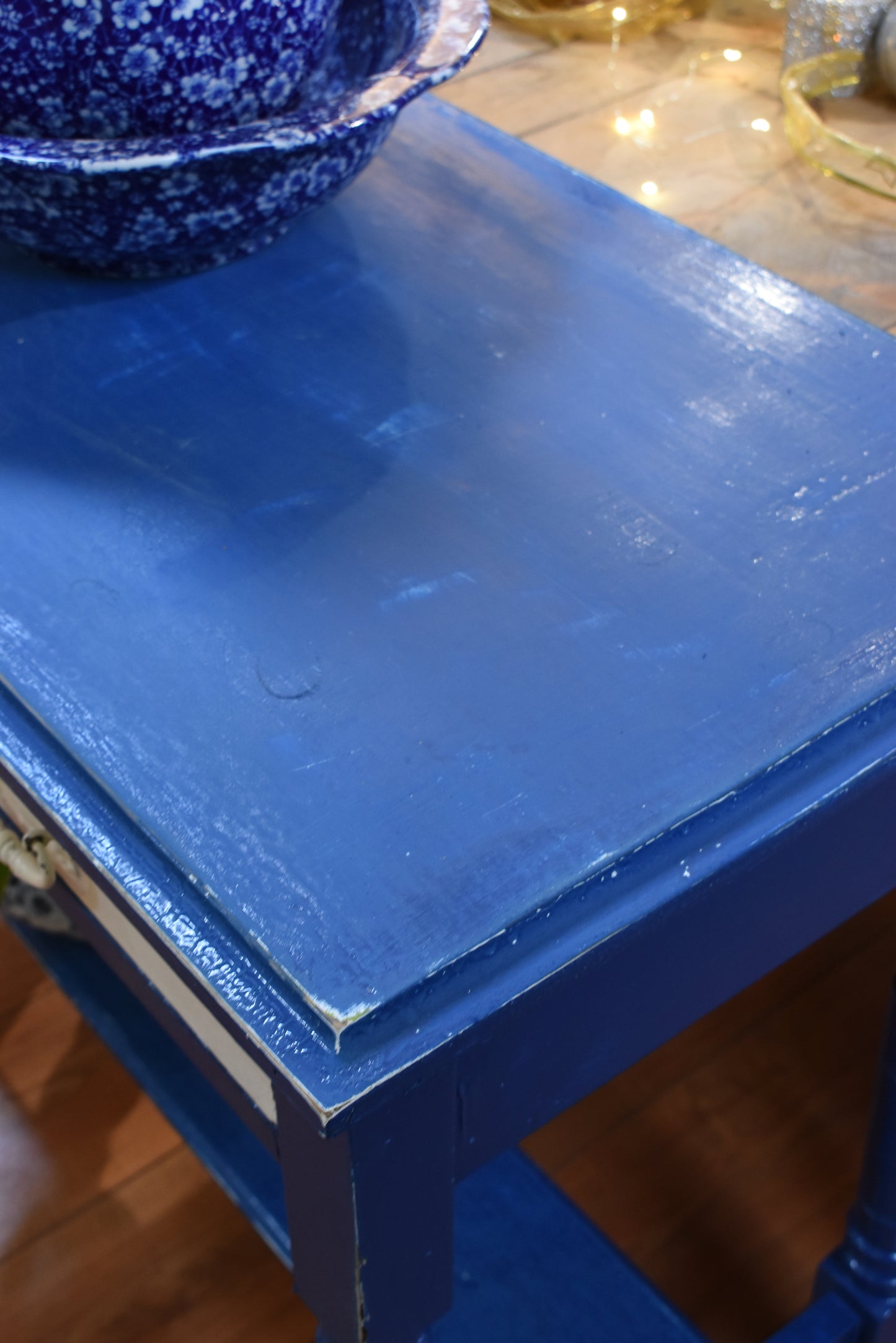 Blue Table with a White Drawer