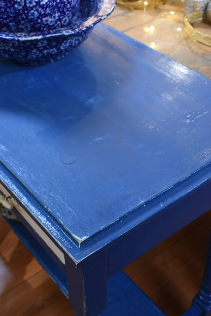 Blue Table with a White Drawer