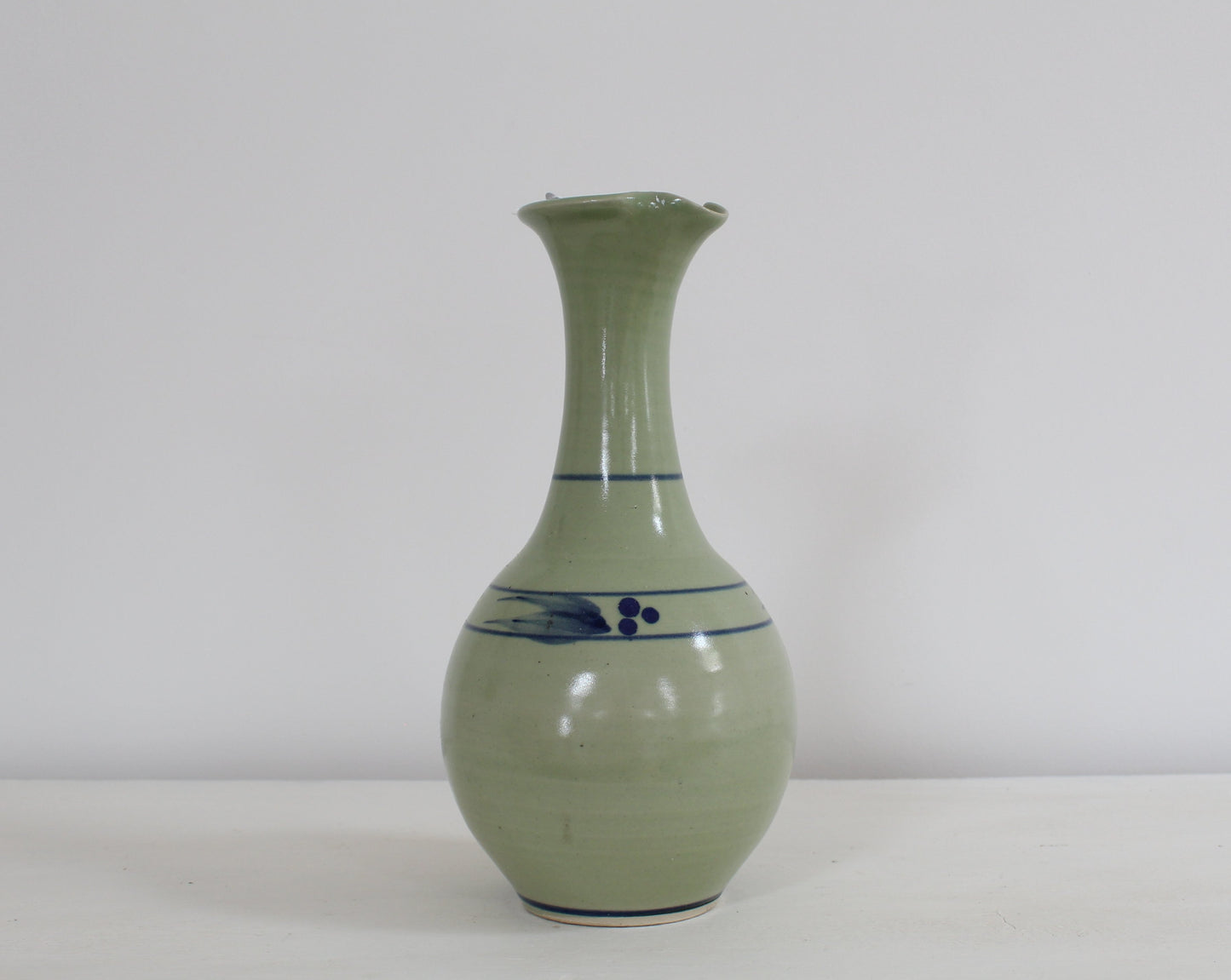 Stamped Jackson Stoneware Green Vase