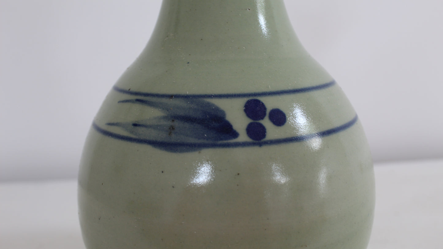 Stamped Jackson Stoneware Green Vase