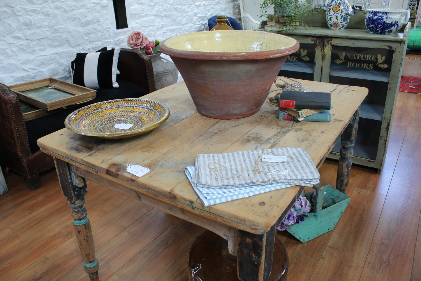 French Antique Scrub Top Pine Table