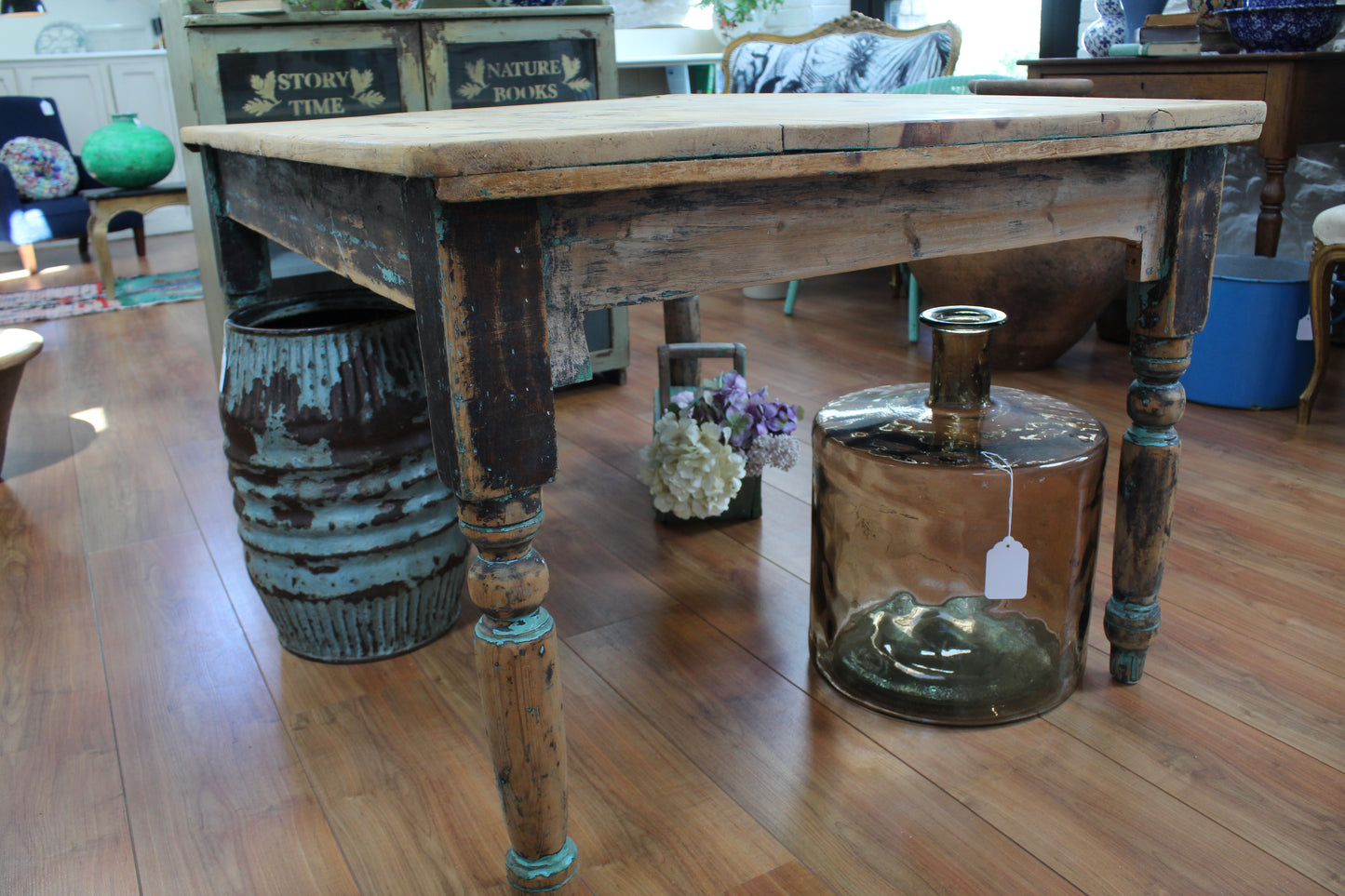 French Antique Scrub Top Pine Table