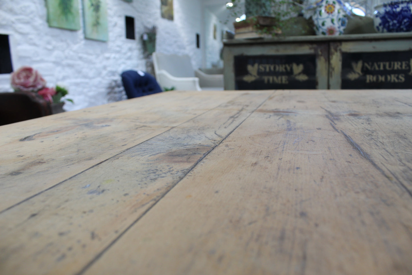 French Antique Scrub Top Pine Table