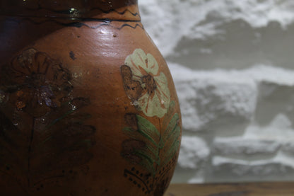 Old Terracotta Floral Jug